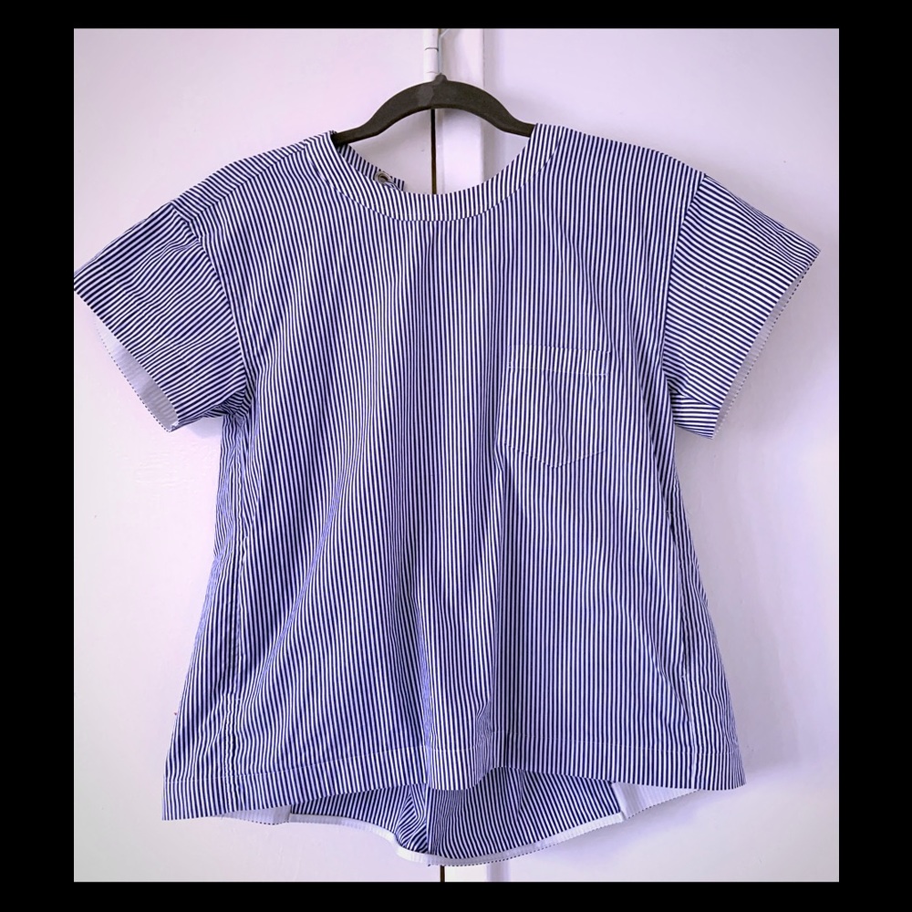 Sacai striped top with lace up back in Small
